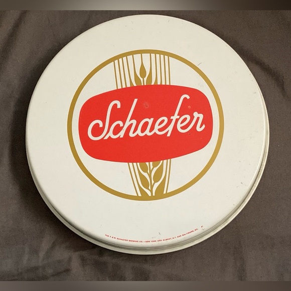 SCHAEFER BEER METAL SERVING TRAY WHITE COLOR VINTAGE - Picture 3 of 12
